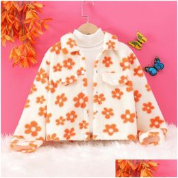 Jackets 2023 Winter Big Girls Long Sleeve Flower P Coat Fashion Soft And Comfortable Cotton Childrens Top 8 9 10 11 12 Years Drop De Dhmmy