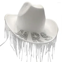 Berets Bachelorettes Party Cowgirl Hat Rhinestones Bride Cowboy Bridal Shower Fedoras