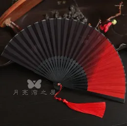 Decorative Figurines Japanese Style Retro Black Red Gradient Color Hand Fan Gift Home Decoration Ladies Classical Folding