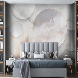 Wallpapers Milofi Custom Large Wallpaper Mural 3D Jazz White Geometric Round Marble Light Luxury TV Background