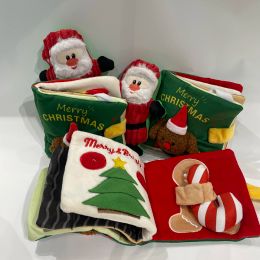 Toys Christmas Santa Book Snuffing Mat Puzzle Plush Dog Toys Hide And Seek Pet Squeaky Toys