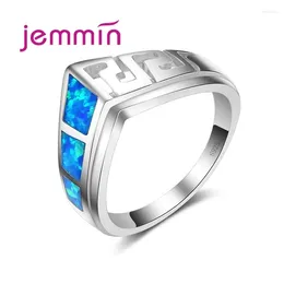 Cluster Rings Geometric Shape Sterling Silver Ring Jewellery For Party Gift Blue Fire Opal Women/Men Wedding Engagement Bijoux