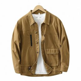 2024 Spring New Vintage 100% Cott Cargo Jackets for Men Clothing Simple Casual Big Pocket Streetwear Men CM6979 I4jZ#