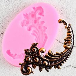 Baking Moulds 3D Craft Baroque Scroll Relief Silicone Mould Rose Feather Candy Chocolate Moulds DIY Cupcake Topper Fondant Cake Decorating