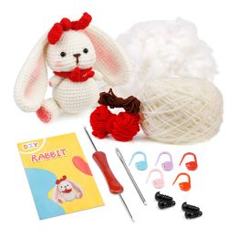 Knitting TLKKUE Rabbit Crochet Knitting Kits With Cotton Yarn Thread For Kids And Adults DIY Handmade Unfinished Material Accessories Set