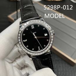 38mm men women watch Thin diamonds wristwatch sapphire crystal waterproof top best quality automatic movement dress casual watches father gift birthday black 5298