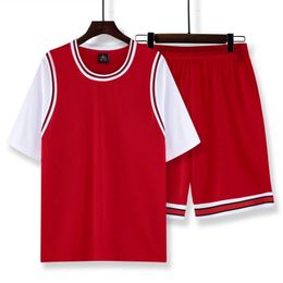 Short Sleeve Basketball Jersey Women Men Clothes Youth Shirt Shorts Training Suit Team Uniform Sportswear 240325