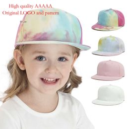 2022 New Hip Hop Solid Color Tie Dyed Baseball for Boys and Girls Outdoor Flat Brim Trendy Children's Hat