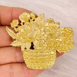 Brooches Personalised Fashionable Large Flower Basket Brooch Matte Texture Exquisite Badge Men's And Women's Clothing Accessory Pins