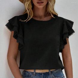 Women's Blouses Women Top Stylish Summer Ruffle Shirt With Short Sleeve Loose Fit Blouse For Casual Streetwear Fashion