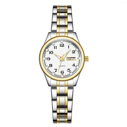 Wristwatches Ladies Luxurious Round Bracelet Watch Simple Quartz With Double Calendar For Valentine's Day Christmas Gift