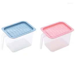 Storage Bottles YO-2Pcs Refrigerator Multi-Layer Fresh-Keeping Box Kitchen Sealed (Blue Pink)