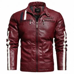 autumn Winter Men Biker Leather Jacket Fi Stand Collar Zipper Coat Casual Slim Windbreaker Motorcycle Faux Leather Jacket g3BU#