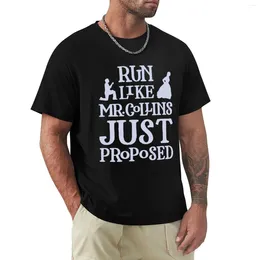 Men's Polos Humor Fashion T Shirt Run Like Mr. Collins Just Proposed T-Shirt Blouse Tee Workout Shirts For Men Black