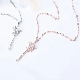 Pendants Pure Silver Necklace Magic Star Elf Stick With Gold Net Red Chain