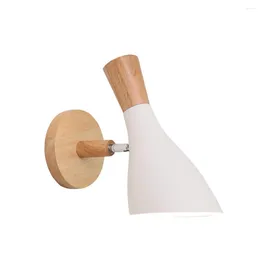 Wall Lamp Nordic Creative Macaron Solid Wood Light For Bedroom Bedside Living Room Modren Sconce Lamps-White