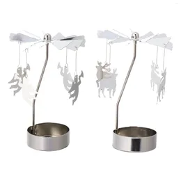 Candle Holders 2 Pcs Tea Light Rotating Candlestick Tabletop Desktop Decorative Stand Angel Metal