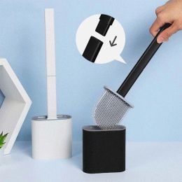 Brushes Silicone Toilet Brush Wall Mounted Removable Handle Holder Set NoSlip Bendable Brush Head Cleaning Tools WC Accessories