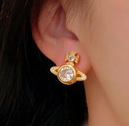New designed Luxury planet star pearl Earrings French Retro Colored crystal Saturnus women Ear stud Designer Jewelry TE-06389