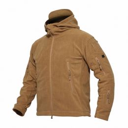 men Jacket Military Outdoor Fleece Soft shell Tactical Man Thermal Polar Hooded Outerwear Lg Sleeve Winter Coat Army Clothes 46TW#