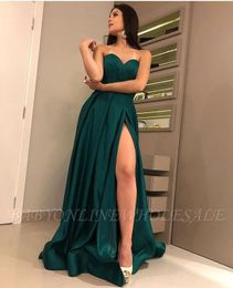 Dark Green Split Evening Dresses 2024 New Sexy Sweetheart A Line Backless Maid of Honour Bridesmaids Dress Prom Gowns BC1412