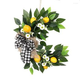 Decorative Figurines Artificial Lemon Half Moon Shaped Wreath Spring Summer For Front Door Window Wall Wedding Party Home Decoration