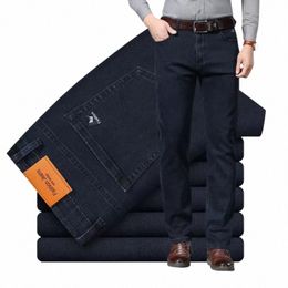 autunno inverno nuovissimo jeans a vita alta classico busin casual ufficio uomo fi stretch jeans slim denim blu navy y7Fd #