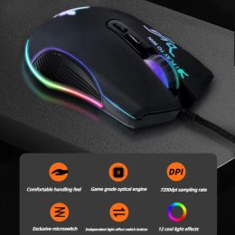 Mice ECHOME Gaming Mouse Wired 7200DPI RGB Backlight ESports TypeC Silent Cute Pink Mice for Desktop Computer Laptop Accessories