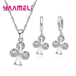 Necklace Earrings Set YAAMEL Arrival Sweet Tree Shape 925 Sterling Silver Clear Cubic Zirconia Women Girls Engagement