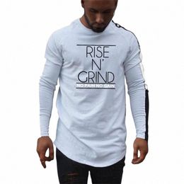2022 Autumn New Arrival Muscleguys Patchwork Stitching Raglan O-neck Cott Printed Fi Casual Slim Fit Lg Sleeve T-shirt C6sK#