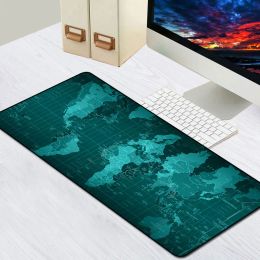 Pads World Map Mouse Pad Rubber Mouse Mat Large Gaming Mousepad Gamer Speed XXL Antislip Locking Edge Desk Map Pad For PC Keyboard