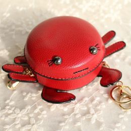 New Brand Funny Cute Crab Pu Leather Mini Coin Purse Keychain Car Key Case Wallet Key Chain Women Bag Pendant Backpack Charm269x