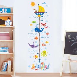 Stickers Underwater World Decoration Height Ruller Wall Stickers Kids Grow uo Chart Wall Decals for Kids Room Bedroom Baby Wallpaper Room