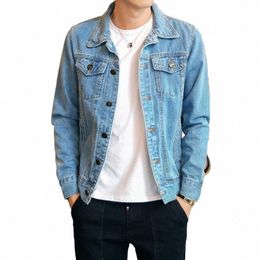 men's Denim Jacket Short Motorcycle Autumn Male Jean Coats Black Casual Slim Biker Original in Lowest Price Big Size Large Low L W7gA#