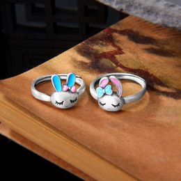 925 Sterling Silver Rabbit Ring for Women in New Trendy Zodiac Sign Niche Design White Tail Sm7m