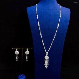 Necklace Earrings Set Luxury Tassel Statement Jewelry For Women Wedding Party Long Sweater Chain And Earring