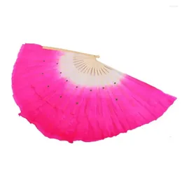 Decorative Figurines Circle Silk Chinese Folk Art Bamboo Party Supplies Short Bellydance Fan Belly Dance Fans Rose Veil Yangko