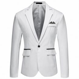busin Slim Fit Single Butts Suits Jacket Men Slim Fit Casual Fi Wedding Groom Tuxedo Blazer Coats Party Wedding Suit S0eo#