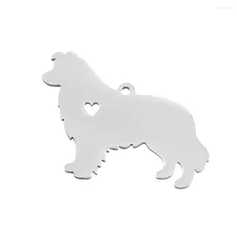 Pendant Necklaces Simsimi Shetland Sheepdog Dog Stainless Steel For Heart Puppy Pet ID Blank Tag Print Mirror Polish 10pcs
