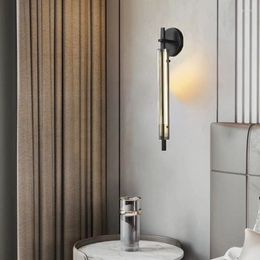 Wall Lamp Minimalist Brass Sconce Clear Glass Bedroom Foyer Restaurant Aisle Lighting Drop 3 Changeable Dimmable