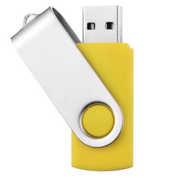 Usb Flash Drives Yellow Metal Rotating 32Gb 2.0 Pen Drive Thumb Storage Enough Memory Stick For Pc Laptop Book Tablet Drop Delivery Co Ot4En