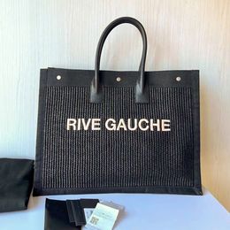 Rive Gauche top handle Straw Shopping bag Womens mens vacation Luxurys handbag Raffias Designer beach Bag Vintage Shoulder Clutch pochette Canvas large tote Bags