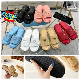 2024 Designer Sandals women Platform Slides padded leather slippers Rubber sliders womens Shoes luxury Summer Buckle Beach Sandals