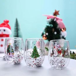Wine Glasses Double-layer Flow Sequined Glass Christmas Tree Cup Not Afraid Of Heat Or And Year Gifts