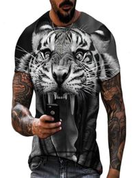 Brand Ferocious Animal Tiger 3d Printed Mens Tshirts Round Neck Short Sleeve Fashion Trend Summer Oversized T Shirts 6xl1745986