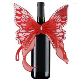 Party Decoration Christmas Wine Bottle Cover Adjustable Decorative Elf Wing Decor Xmas Dinner Table Navidad Year Gift