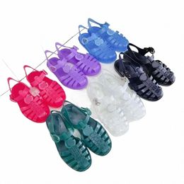 Sandals Jelly Sandal Transparent Slippers Women Double G Sandals Flat Buckle Rubber Shoes Flip Flops P3jR#
