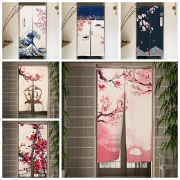 Curtains Cherry Blossom Door Curtain Japanese Printed Partition Kitchen Doorway Decorative Drapes Entrance Noren Hanging Halfcurtain