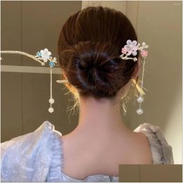 Hair Clips Barrettes Chinese Style Flowers Stick Handmade Hairpins Headwear Jewellery Accessories Headdress Fashion Ornaments Styling To Otohr