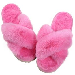 Slippers Slippers Pallene Plus womens fluffy slider new winter fashion open toe comfort fuzzy indoor warmth soft fur ome H240326C517